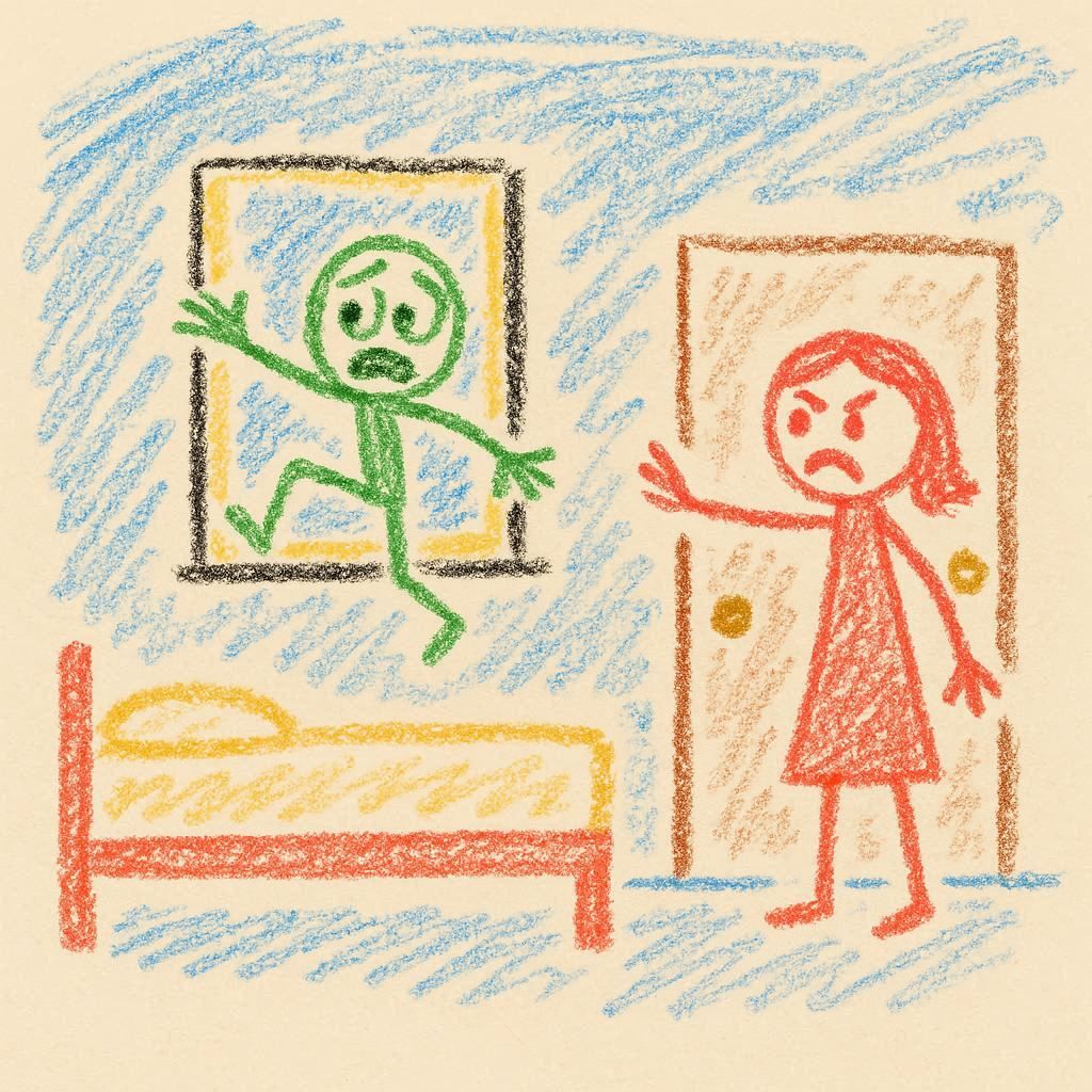 Mommy Telling Uncle Jim Good-Bye When Daddy Comes Home Early