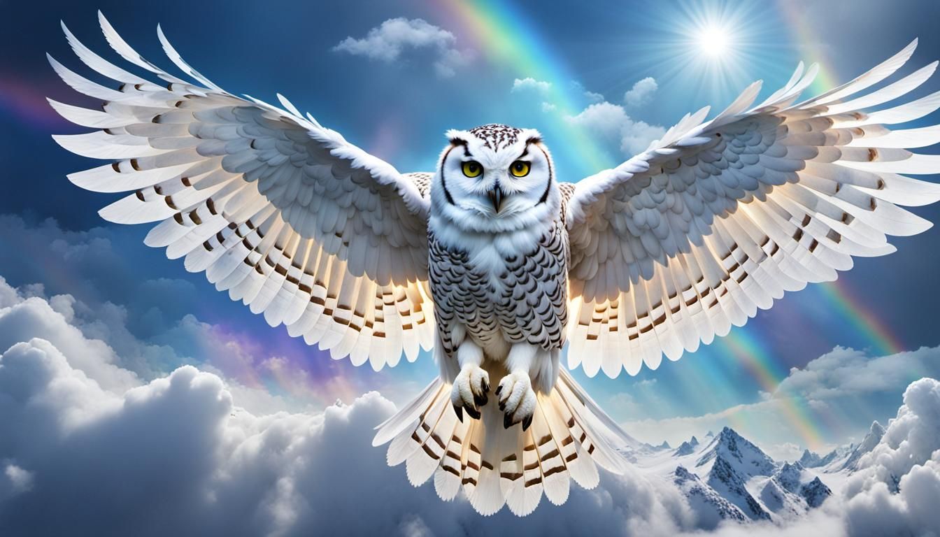 Snow owl flying