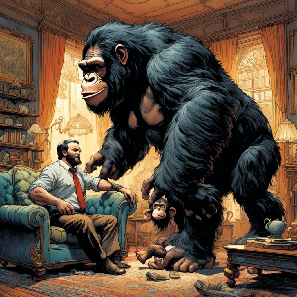 After ripping the head off of Bobo, Tony the Gorilla prepare...