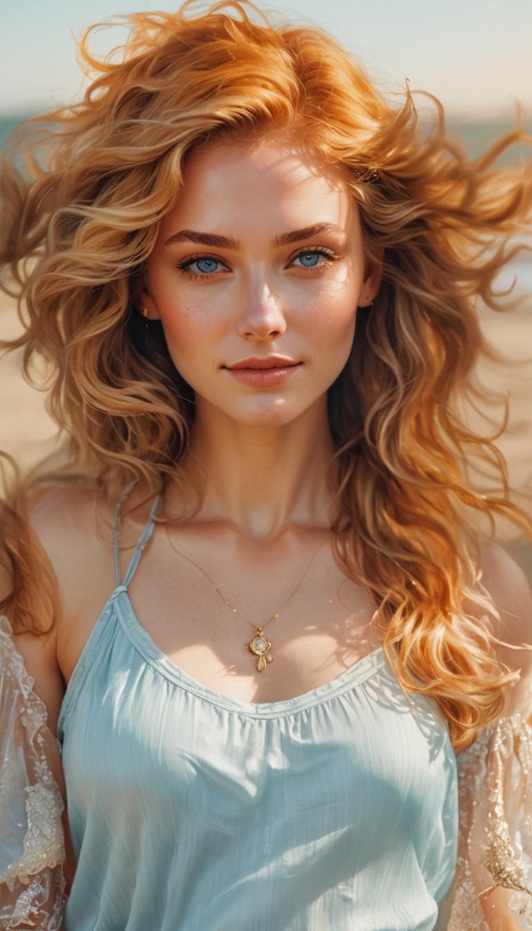 illustration of a beautiful young woman, exuding an ethereal...