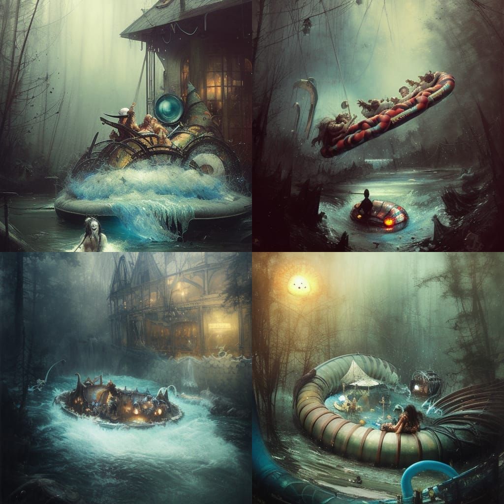 Haunted amusement park RIVER RAPIDS