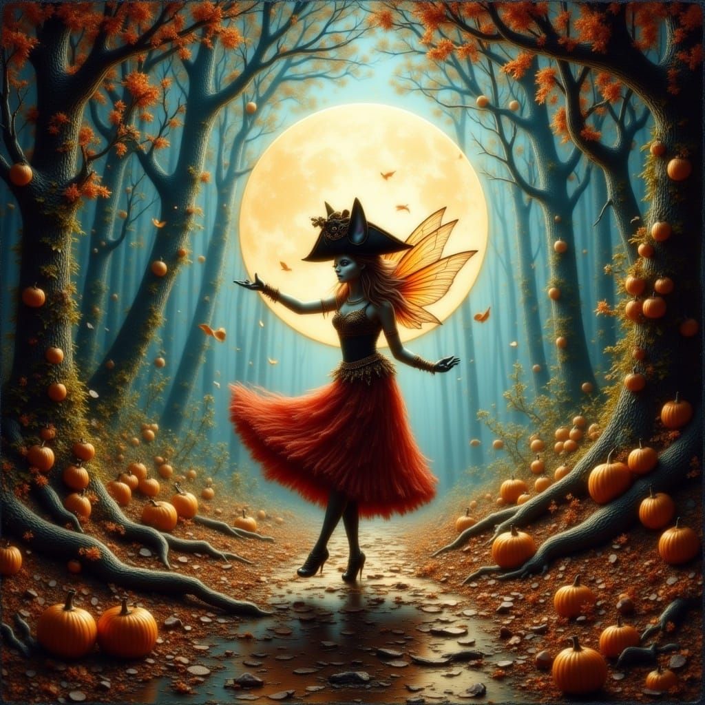 <lora:piratecritter:1.0> Fairy dancing under a full harvest ...