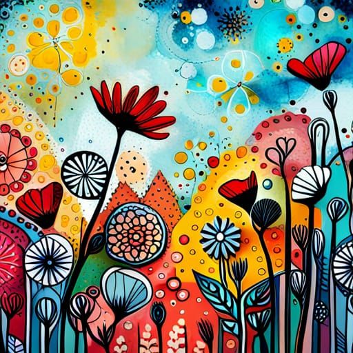 Intricate Mixed Media Floral Digital Art