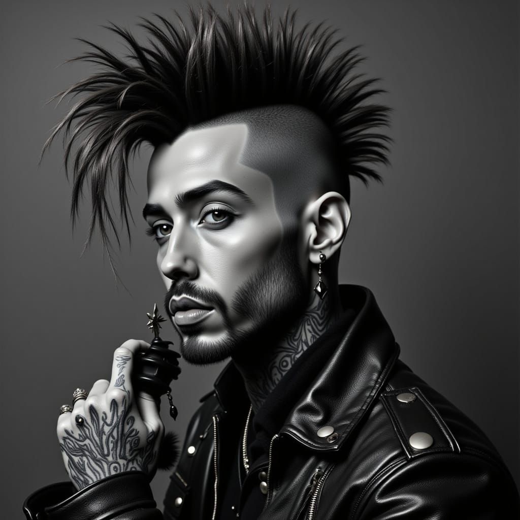 <lora:Big Hair Test Run:1.0>  a punk man with a mohawk hair style, big hair