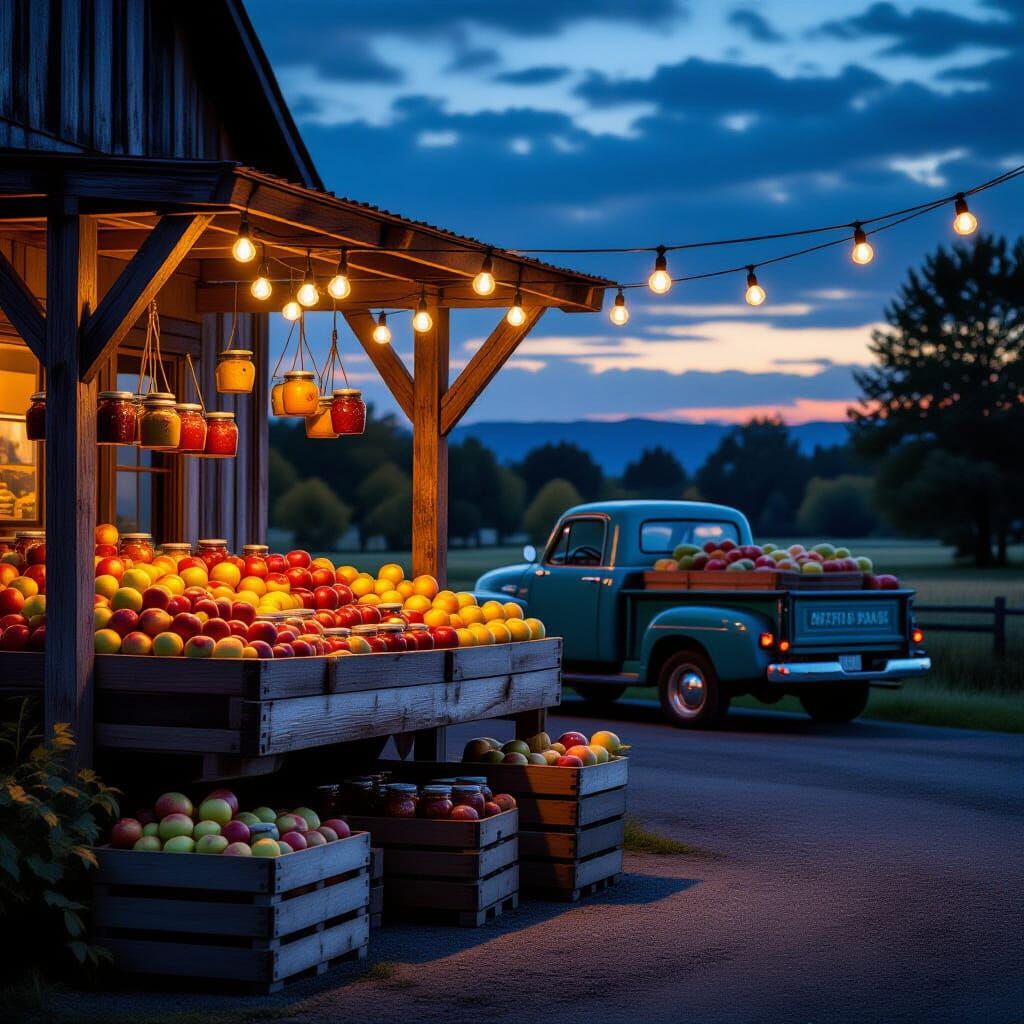 Rustic, Weathered Farmstand at Twilight  by @Robert Steel
