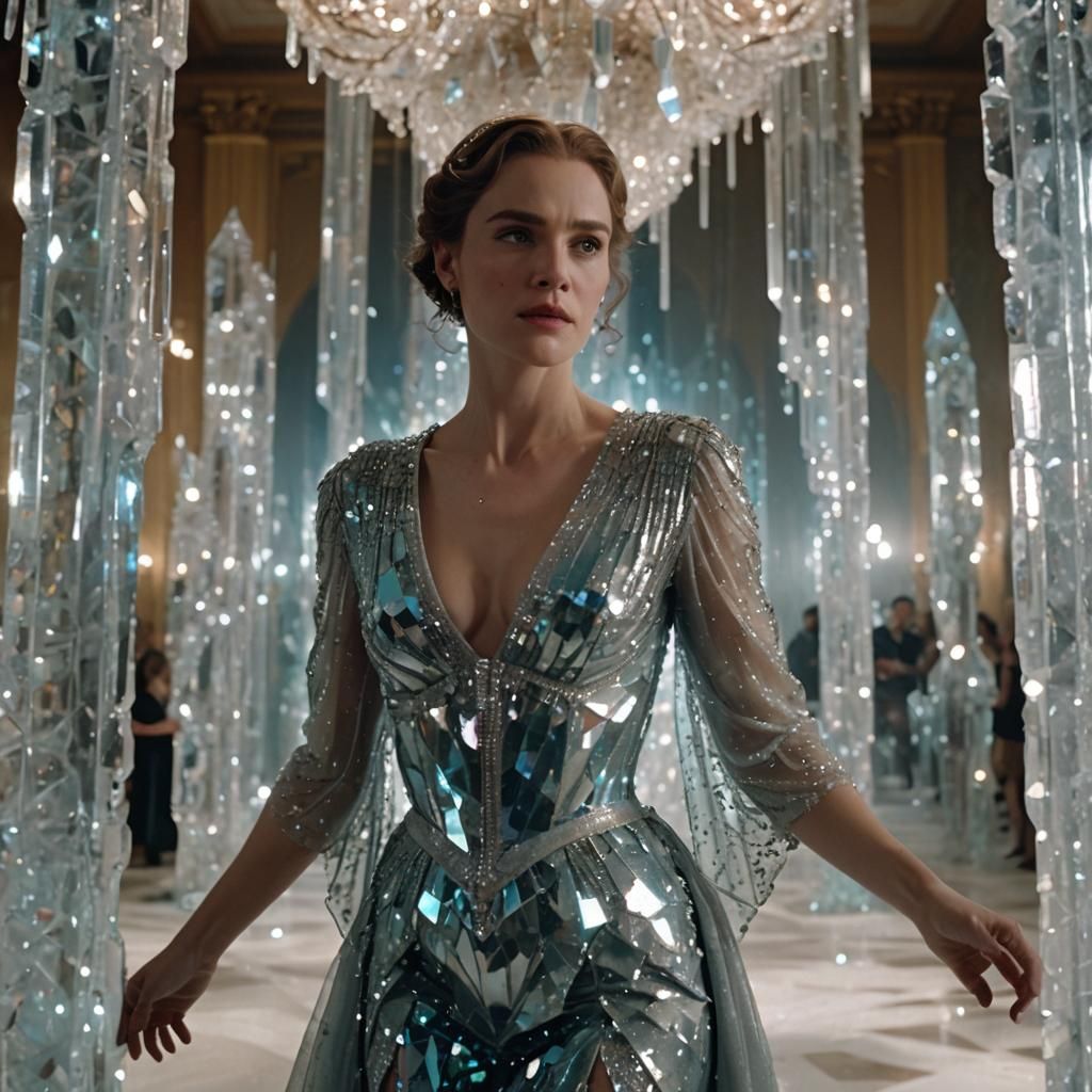 She wears a three-quarter sleeved v neckline dress, with an ...