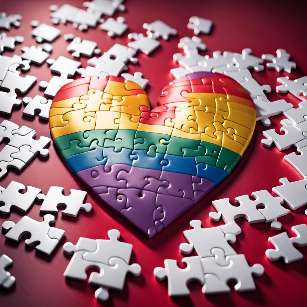 Lesbian Pride Flag Heart Jigsaw Puzzle