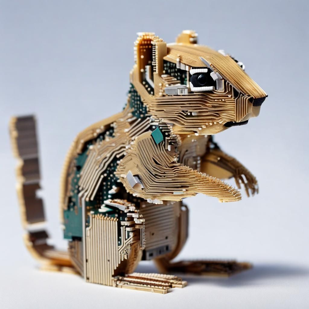 chipmunk made from computer chips