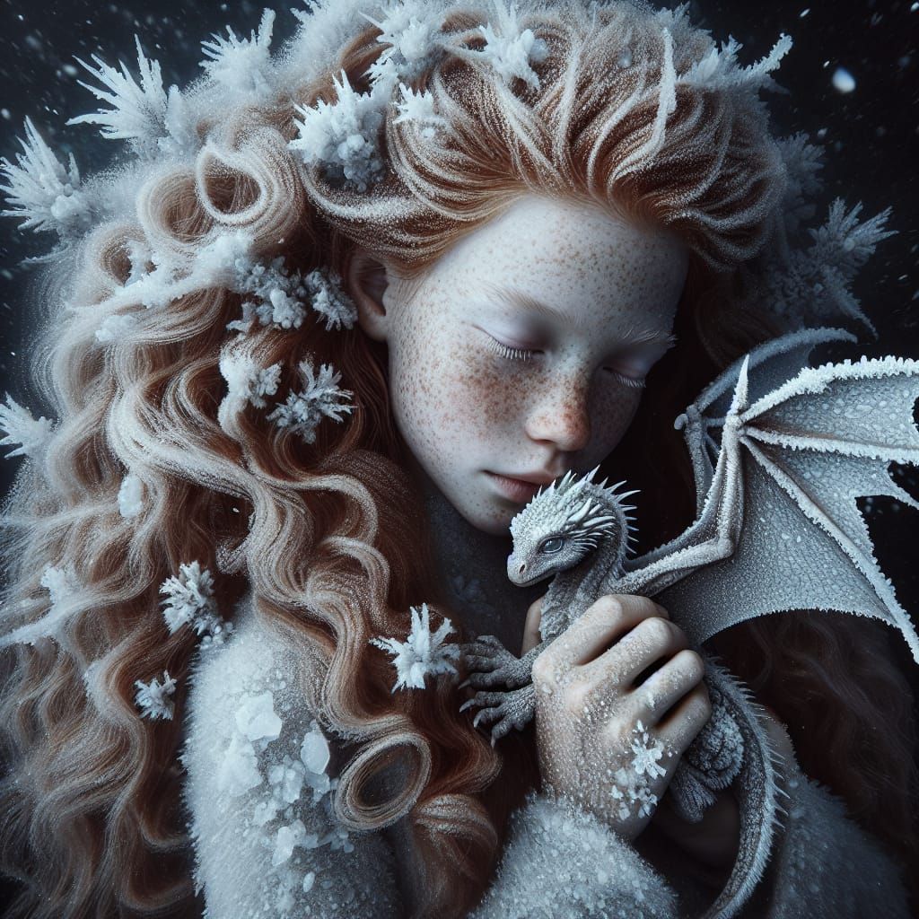 Icy Baby Dragon Cuddles  by @Rosie