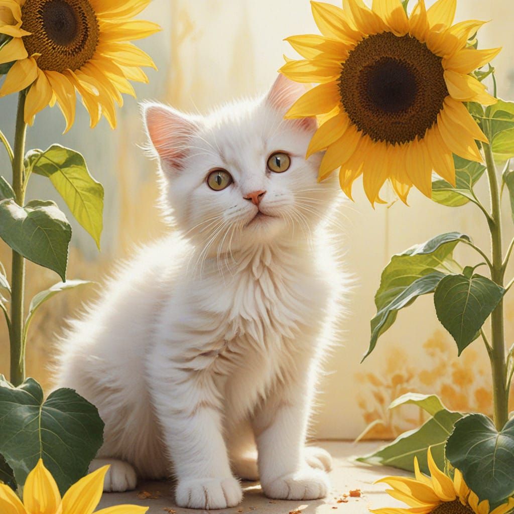 Kitten and sunflower  by @Billybob Thornton
