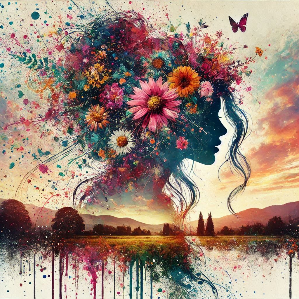 double exposure beautiful fantasy portrait landscape..
