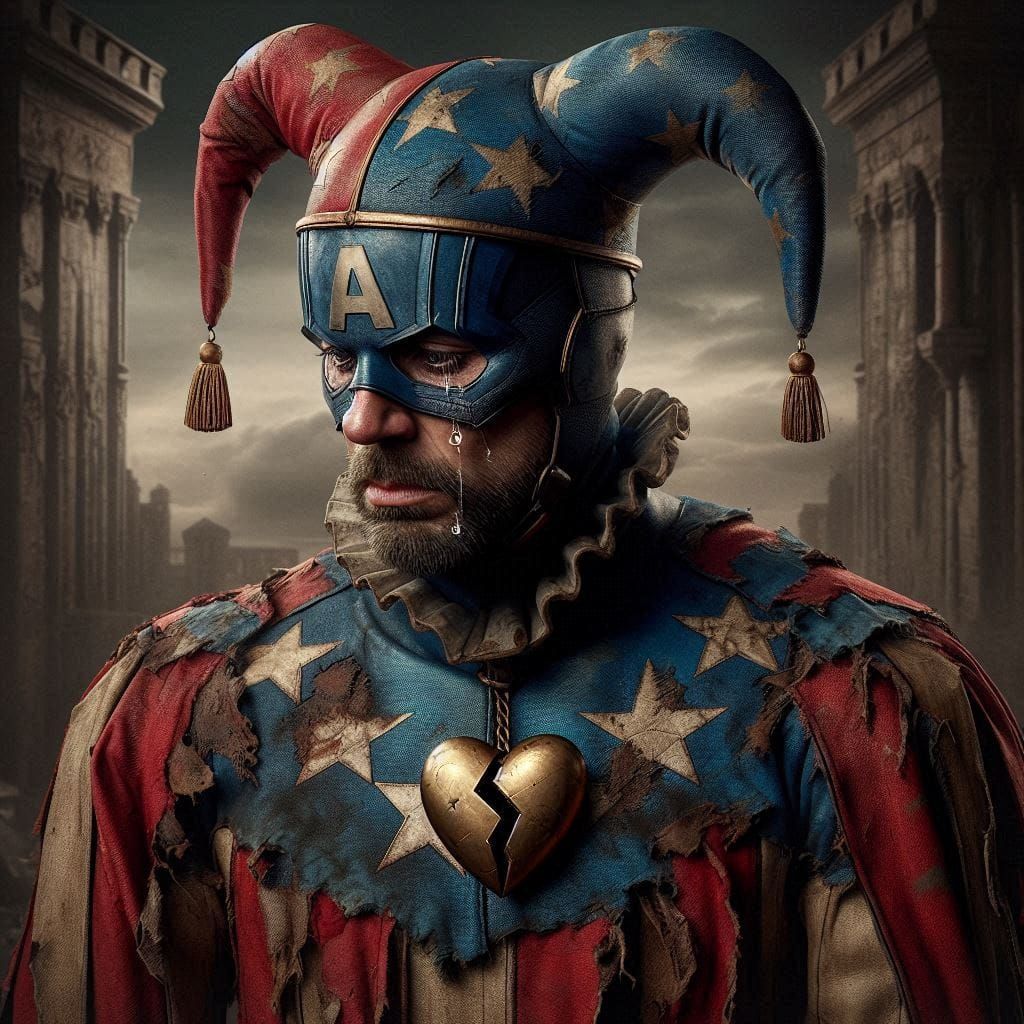 Captain America's been torn apart Now he's a court jester wi...