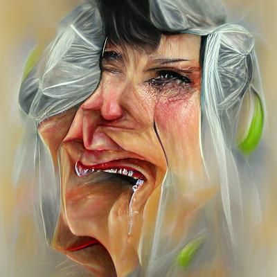 Portrait of beautiful woman crying