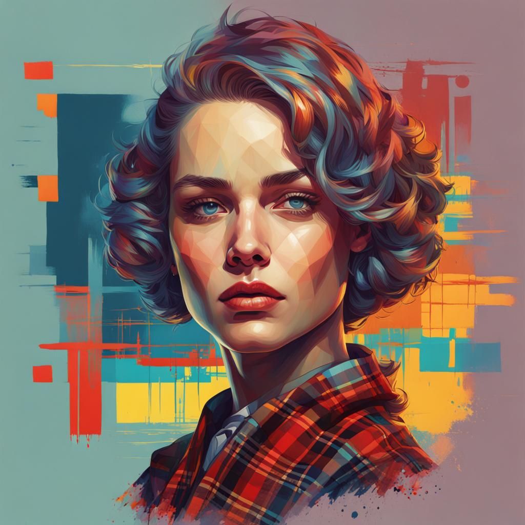 Old School plaid pattern pop art