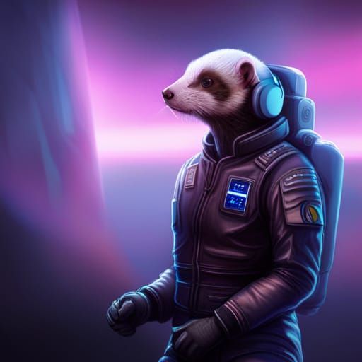 ferret in a astronaut suit