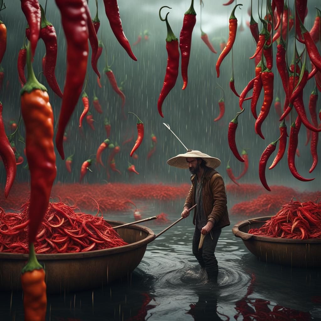 Man fishing for raining chilis