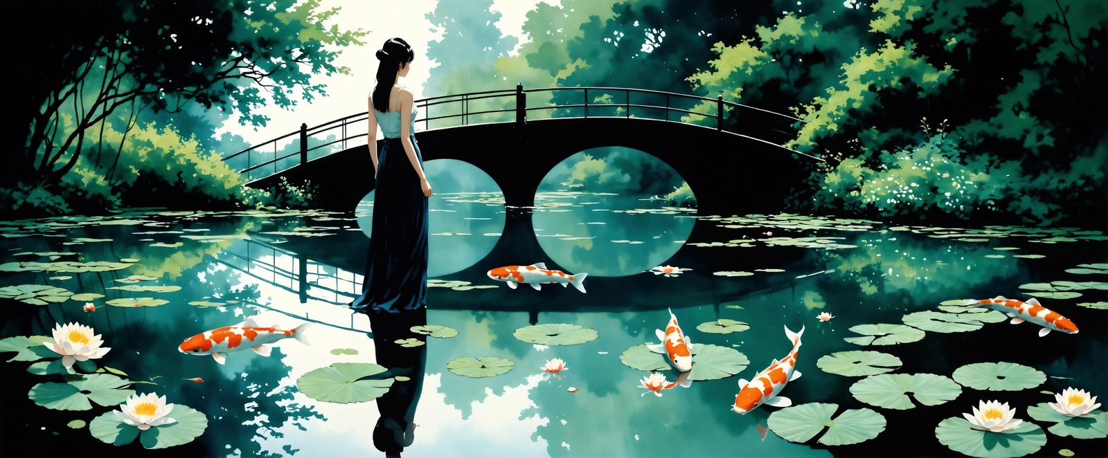 <lora:Shattered Dreams:1.0> Your flying koi fish are a ripple in my pond of photorealistic desolate solitude while I dre...