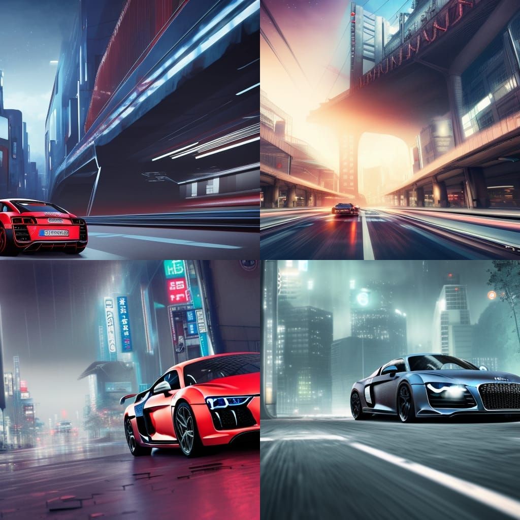 Audi R8 driving in Tokyo
