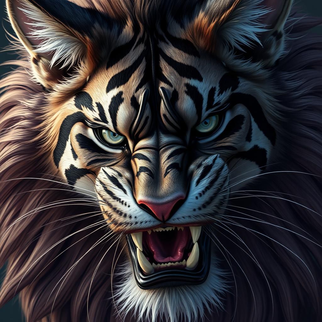 Cheshire Cat Lion in Dark Fantasy Style