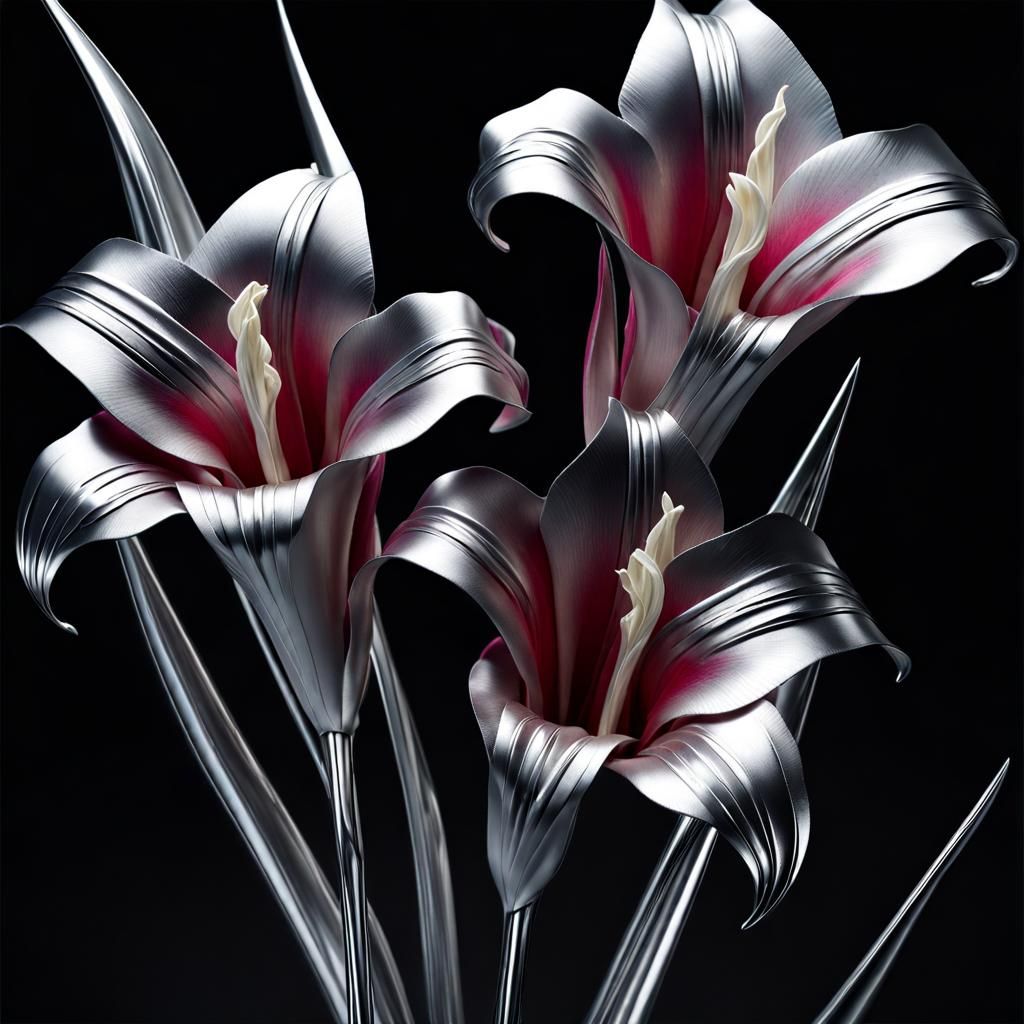 Gladiolus made of metal.   by @WitteKraai