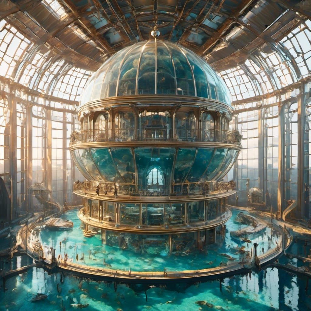 Underwater observatory nestled on the ocean floor.