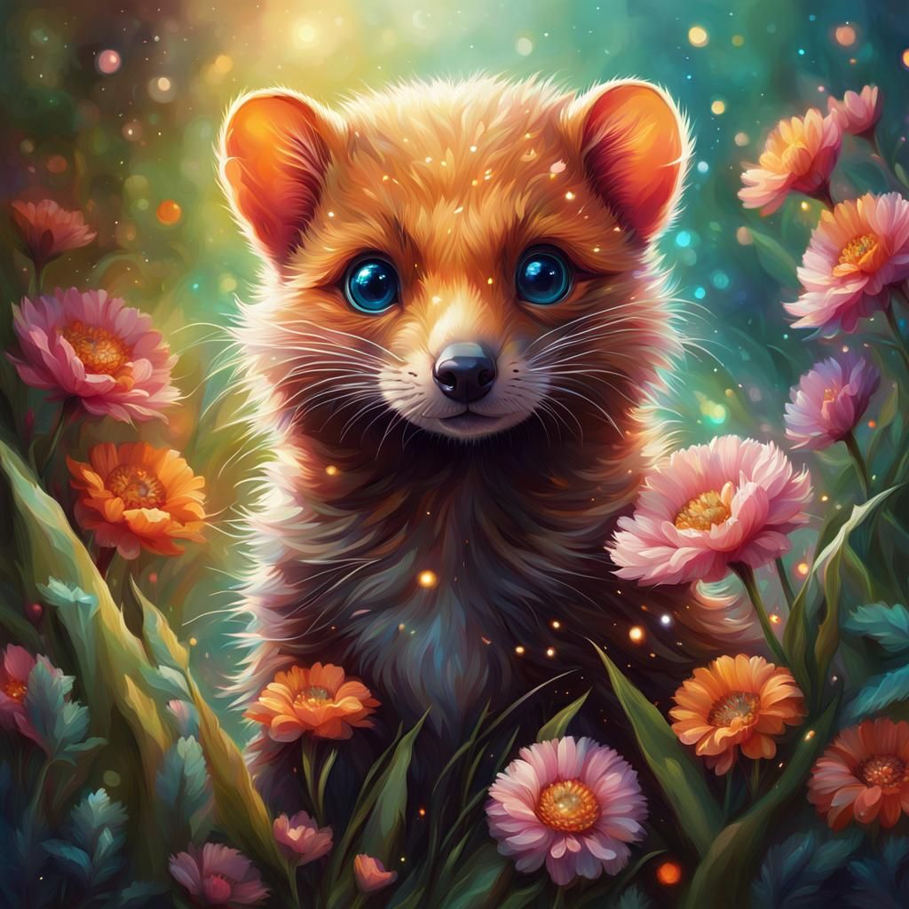 Mongoose in flowers - AI Generated Artwork - NightCafe Creator