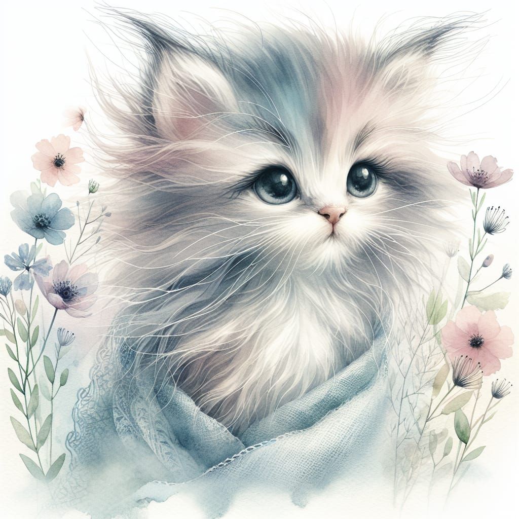 Watercolor kitty 05  by @Diane W