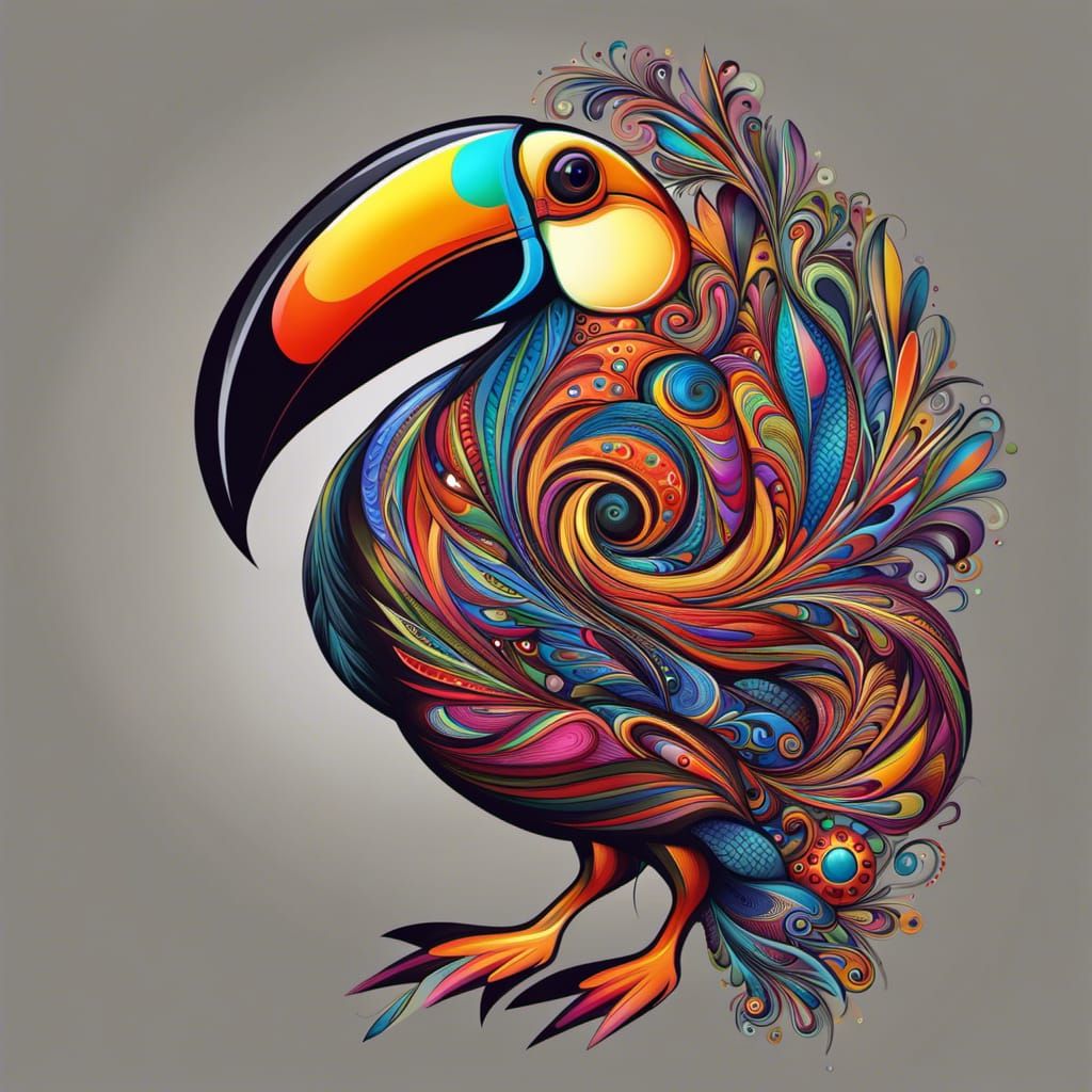 Toucan Sam with the most ridiculous colored feathers abstrac...
