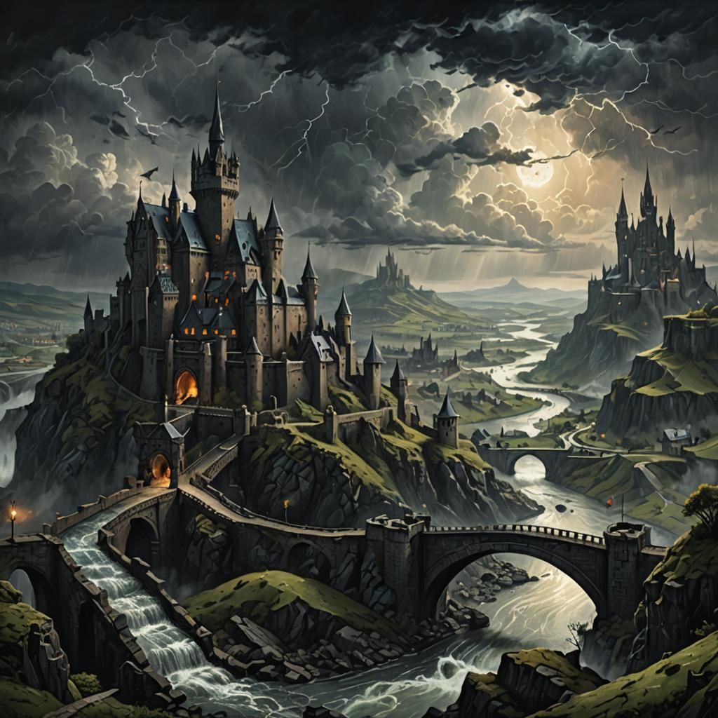 Spectral figure in decaying cathedral