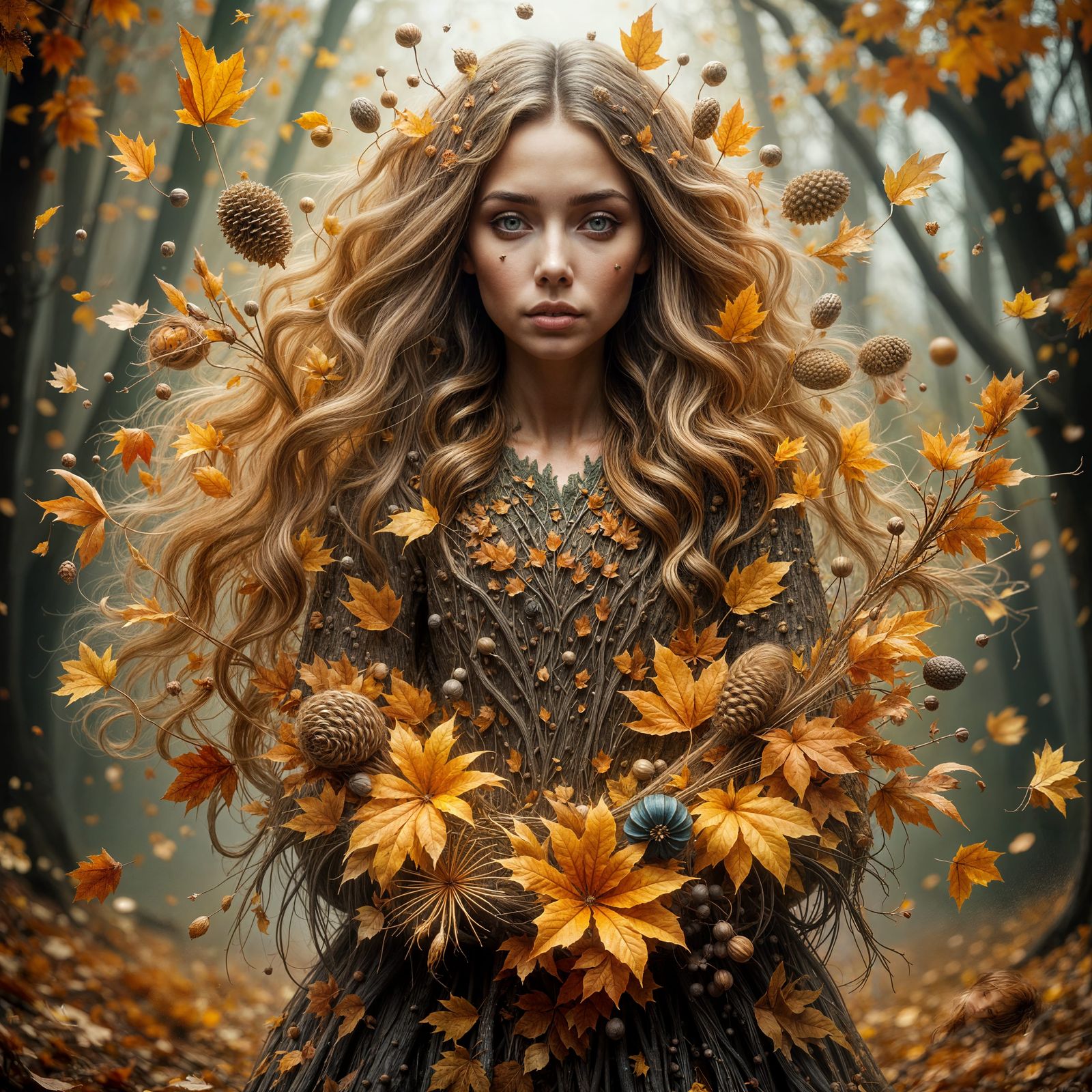 ANIMATE this picture so the woman’s hair begins to move like an unseen fall breeze is moving it like. Animate her hair s...
