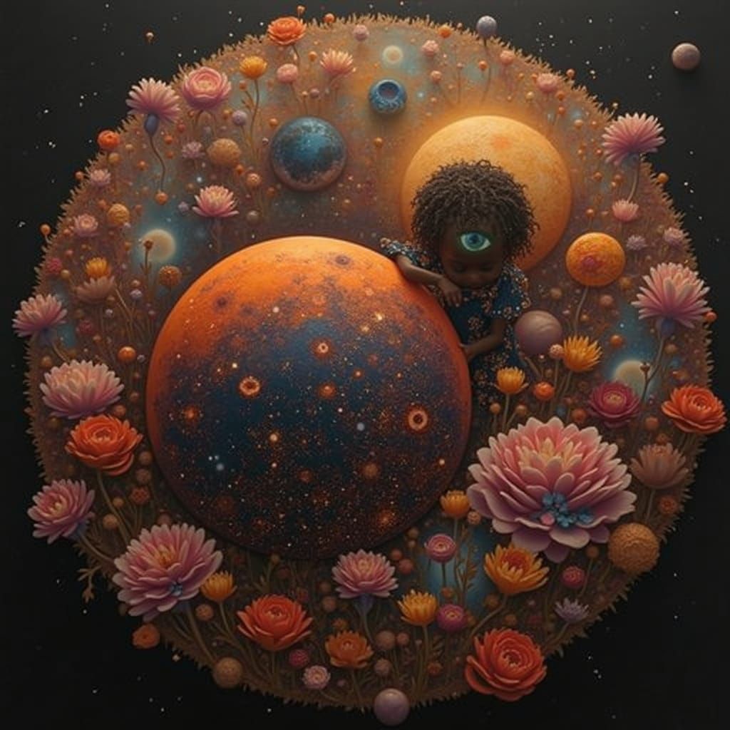 Photorealistic high resolution Dreamscape exhilerating powerful hyperrealistic hyperrealism. Three weird sisters in gorgeous elegant billowi...