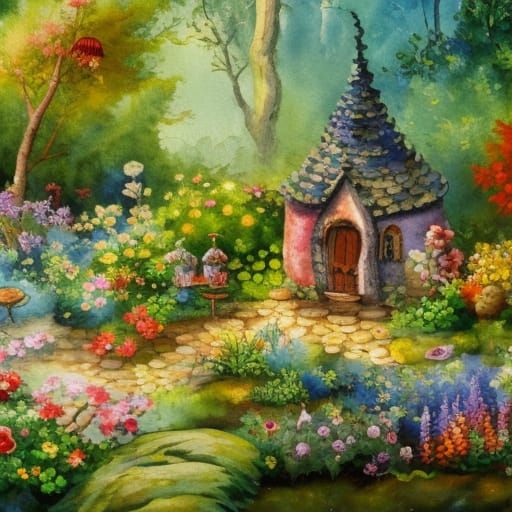 A lovely fairy garden - AI Generated Artwork - NightCafe Creator