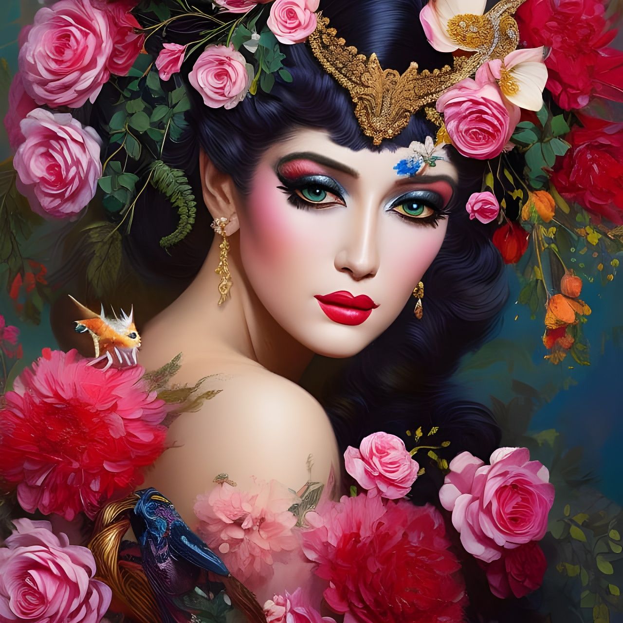 Lady dressed in flowers