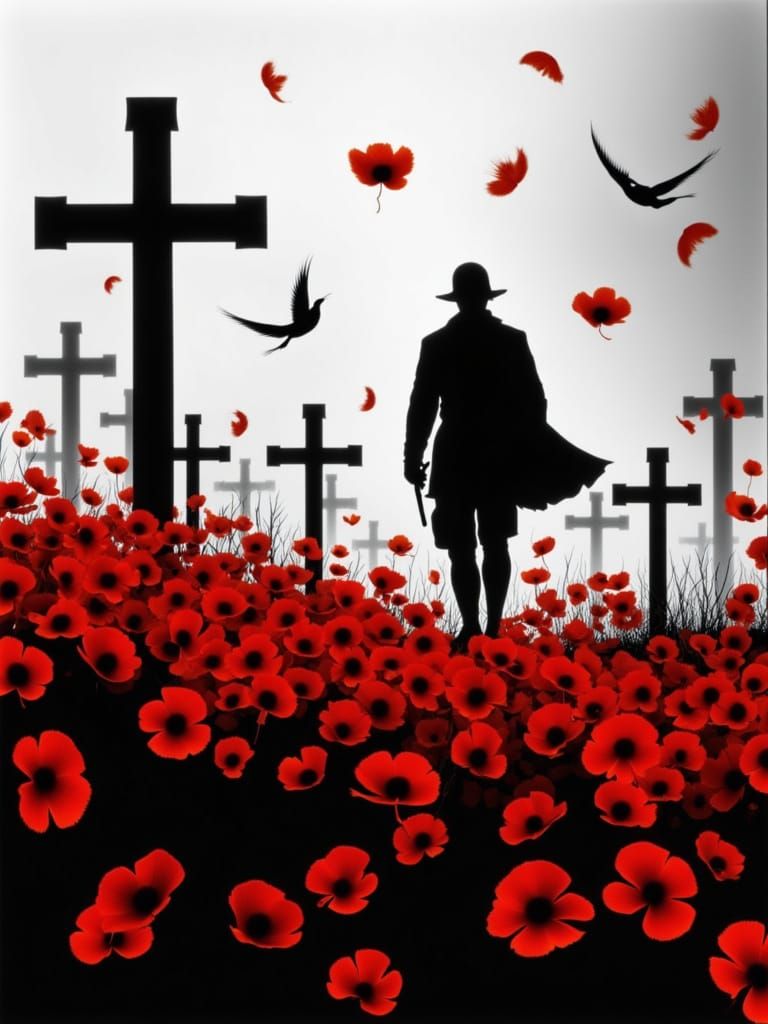 Between the crosses.