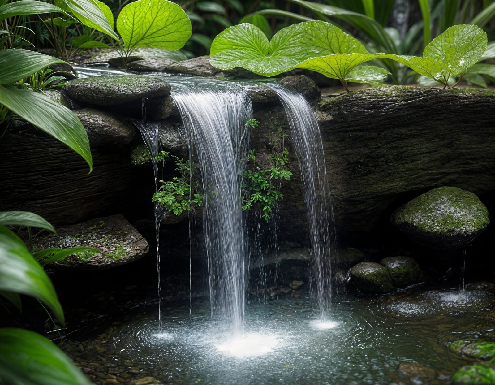 Miniature Waterfall Nourishes Indoor Plant Forest
