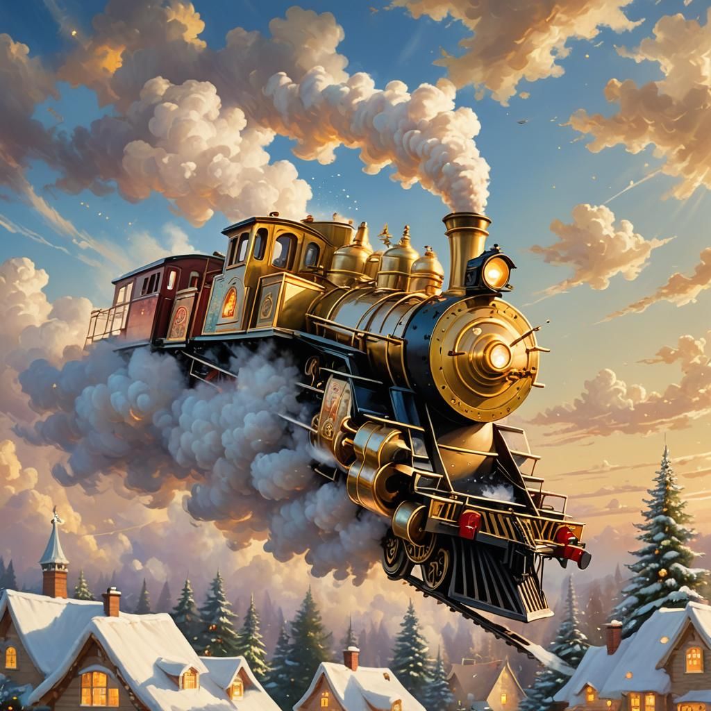 Flying Christmas locomotive