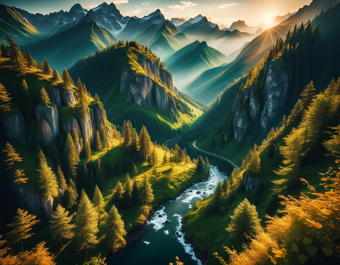Mountain Landscape - Daily Top 10% Winner #DC1000 https://creator.nightcafe.studio/u/LTSings  by @LTSings