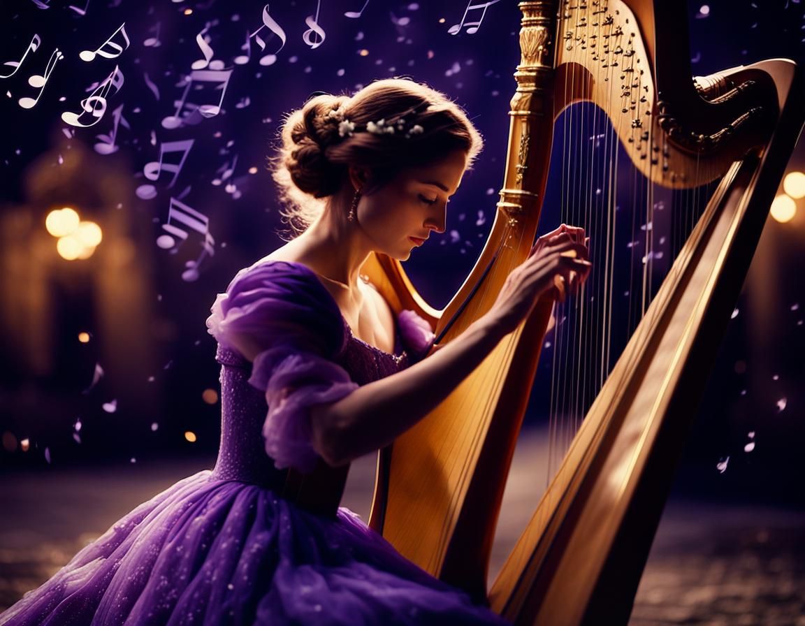 Woman Playing Harp