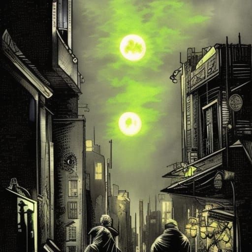 tarot card 
noir cityscape
 overpowering buildings darkness
...