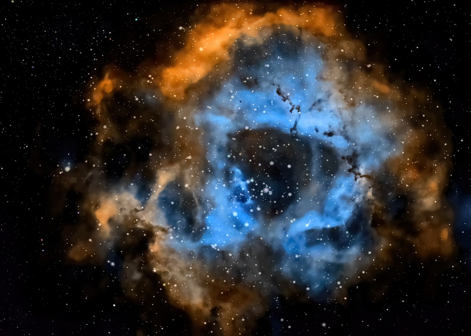 The Rosette Nebula (in the Hubble Palette)