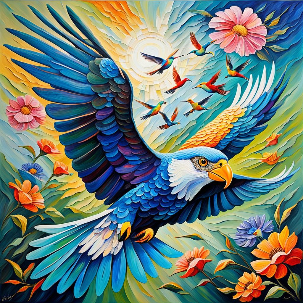Breathtaking creations of majestic birds in flight, from gra...