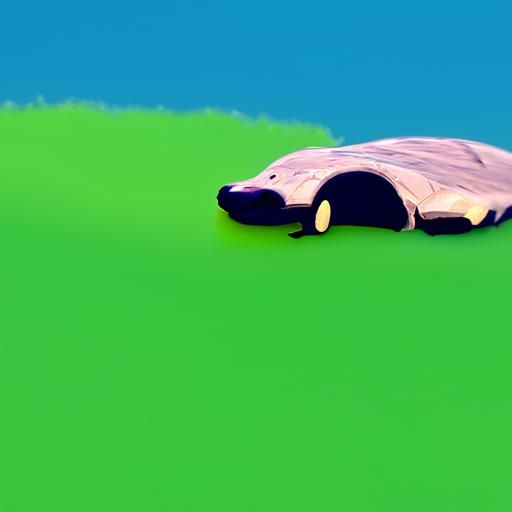 A platypus car sunbathing