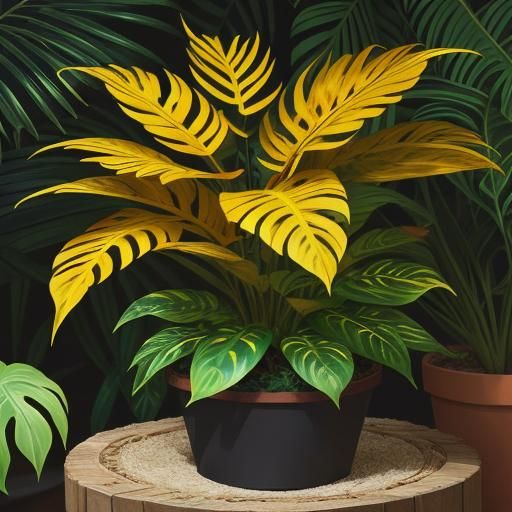 A vibrant and eye-catching photograph of a Codiaeum variegat...