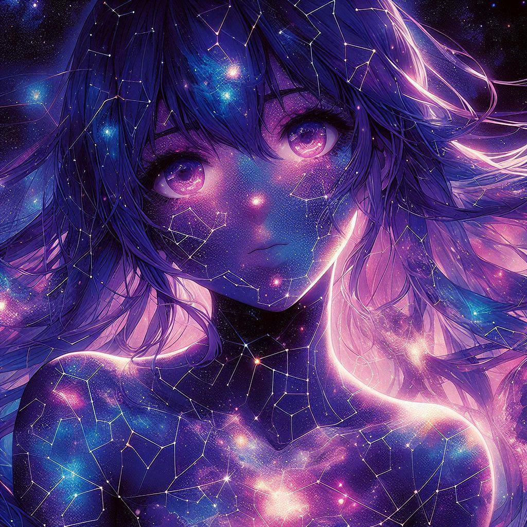 Purple constellation woman