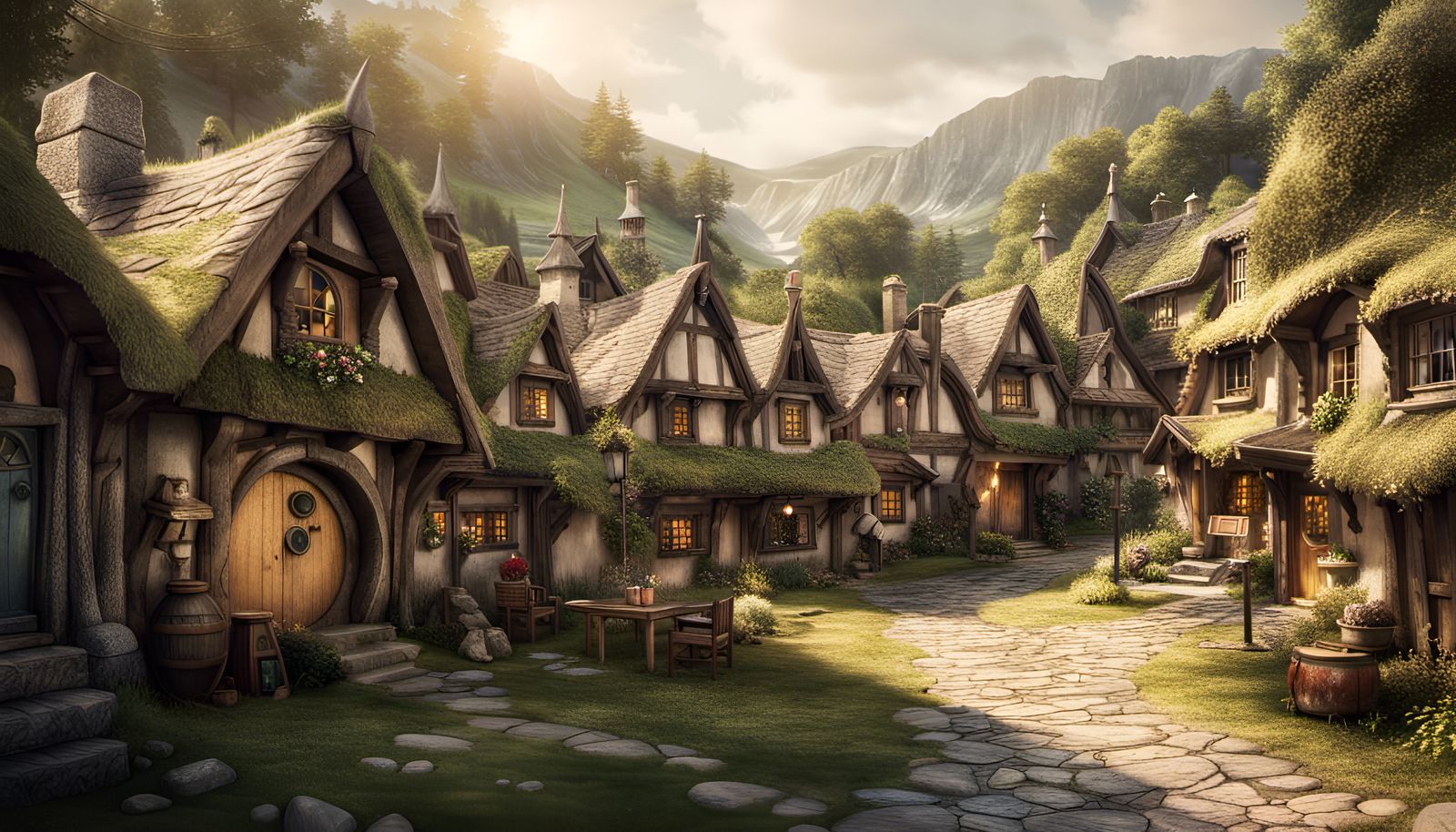 Hobbit town - AI Generated Artwork - NightCafe Creator