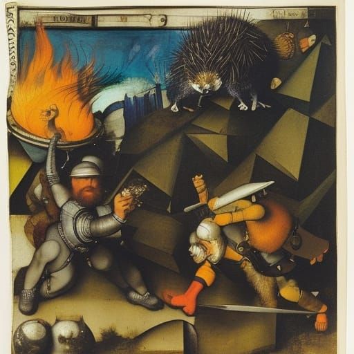 Brave firebreathing hedgehog with friends Dar Veter and Alee...
