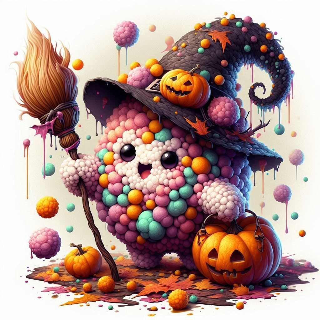 incredibly cute puffy pom pom Eldritch monster