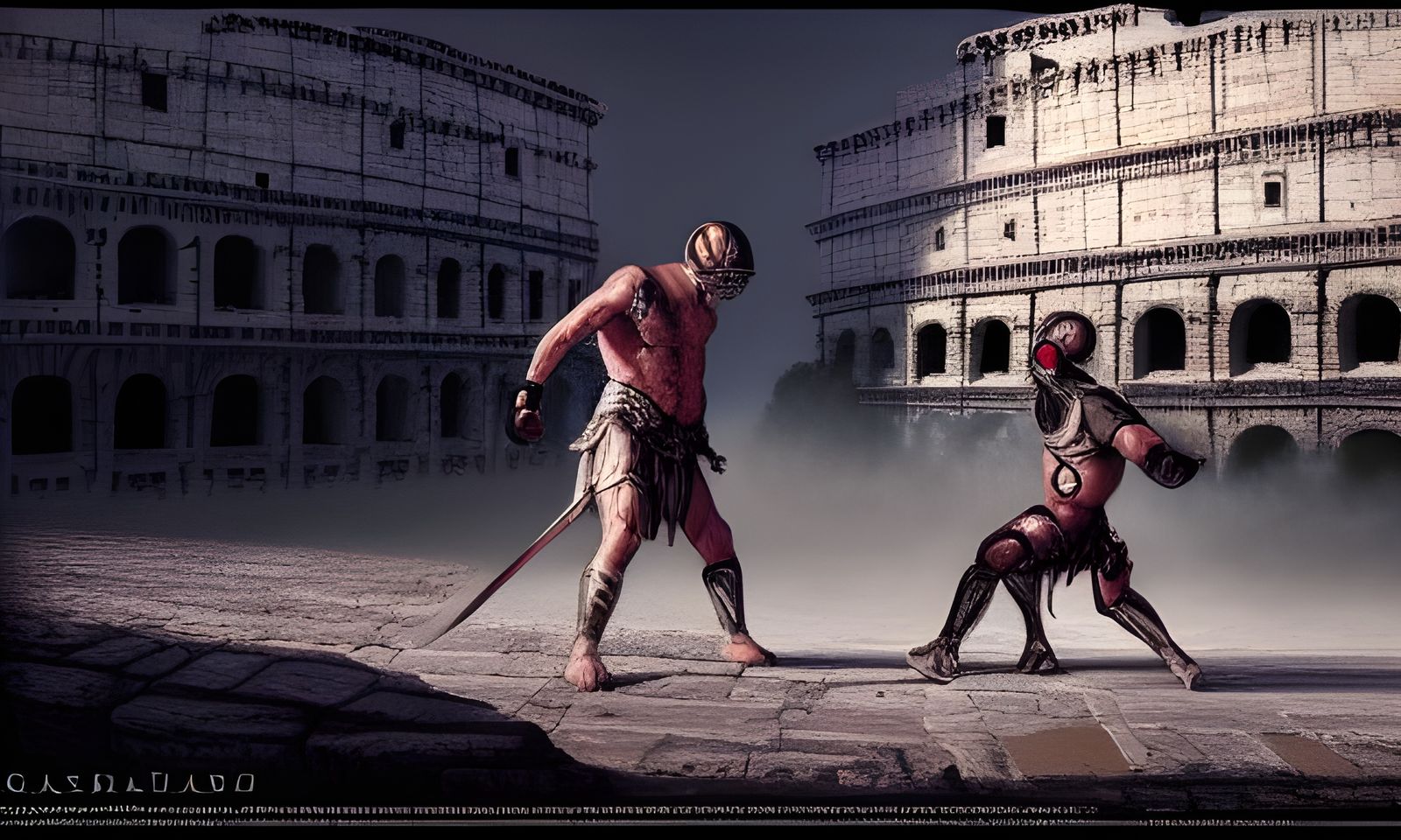 Gladiator Versus Gladiator in the Colosseum AI Generated Artwork