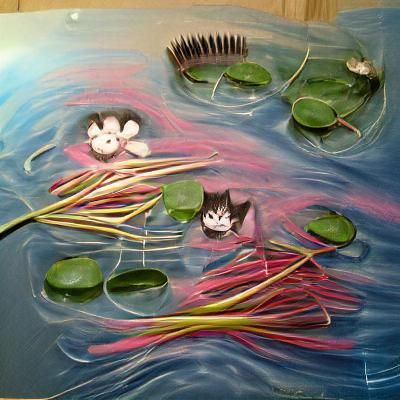 Cat whiskers and water lillies painting