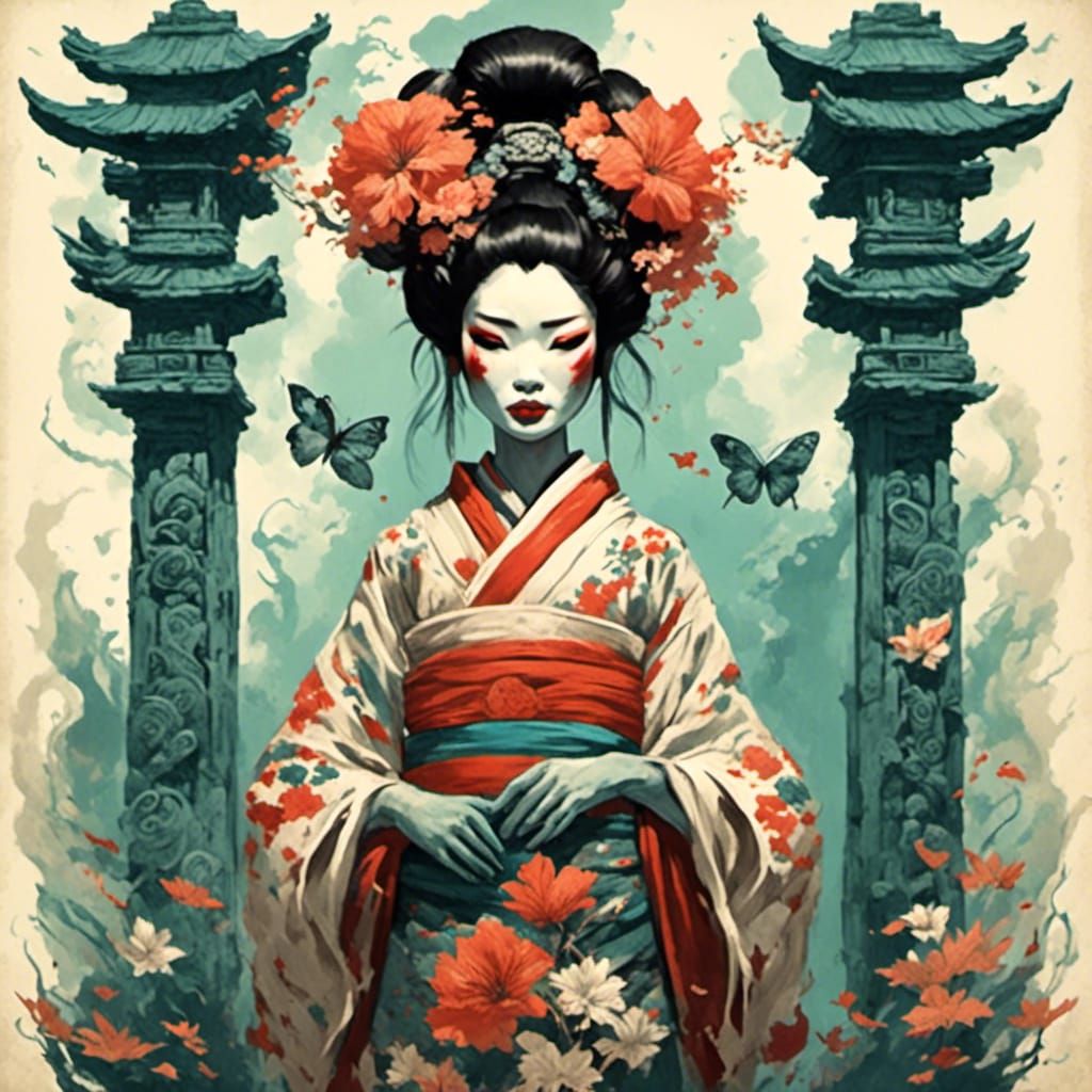 <lora:Sacred Roar:1.0> Beautiful geisha 
